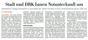 Stadt und DRK bauen Notunterkunft um