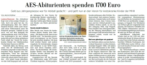 AES-Abiturienten spenden 1700 Euro